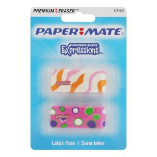 Papermate Expressions Premium Decorated Erasers (pack Of 12) (AssortedFun designsLatex freeMaterials RubberDimensions 4 inches x 0.5 in. 6 inchesModel 1734930 )