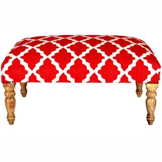 Nuloom Hand Upholstered Moroccan Trellis Red Wood Bench (RedDimensions 16 inches high x 24 inches wide x 36 inches in heightSome assempbly required (legs need to be put on, no tools required) The handcrafted touch of artisan skill creates variations in c