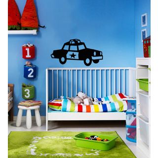 Police Car Vinyl Wall Decal (Glossy blackEasy to applyDimensions 25 inches wide x 35 inches long )