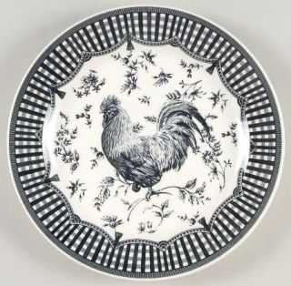 Queens China Rooster Black Dinner Plate, Fine China Dinnerware   All Black,Plai