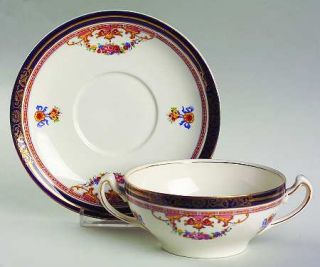 Alfred Meakin Athol Flat Cream Soup Bowl & Saucer Set, Fine China Dinnerware   B