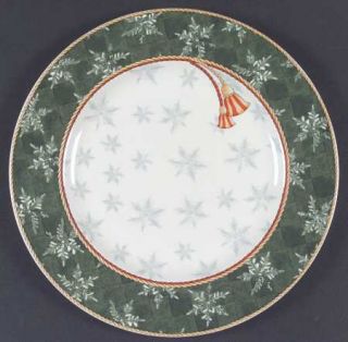 Wedgwood Winter Festival Dinner Plate, Fine China Dinnerware   Green Rim,Snowfla