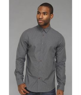 Ben Sherman Micro Spot Print On Ticking Stripe L/S Woven Shirt Mens Long Sleeve Button Up (Black)