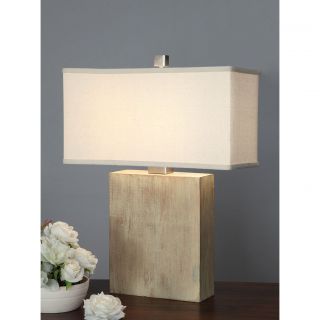 Latte Block Table Lamp With Cream Shade