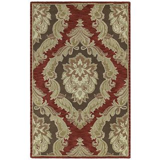 Hand tufted Lawrence Red Damask Wool Rug (5 X 79)