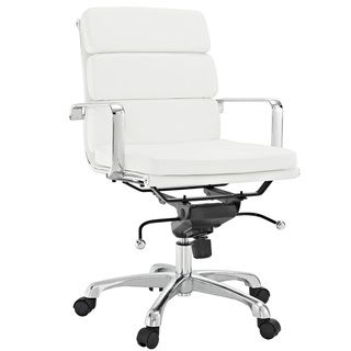 City Mid back White Vinyl Conference Office Chair (WhiteMaterials Vinyl, aluminumReproduction design Seat height 17 inches to 19.5 inches (adjustable height) Overall dimensions 38 to 40.5 inches high x 23 inches wide x 25 inches deep Assembly required 
