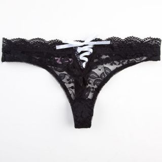 Lace Up Lace Thong Black/White In Sizes Large, Medium, Small For Women 20650912