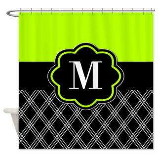  Lime Green Black Monogram Shower Curtain  Use code FREECART at Checkout