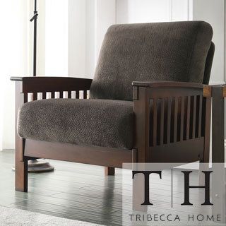 Tribecca Home Mission Dark Brown Champion Fabric Chair