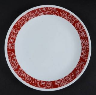 Corning Bandhani Dinner Plate, Fine China Dinnerware   Livingware,Red&White Flor