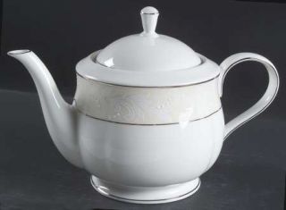 Lenox China Faith Teapot & Lid, Fine China Dinnerware   Millennium,White Scrolls