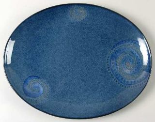Red Vanilla Vanilla Organic Blue 16 Oval Serving Platter, Fine China Dinnerware