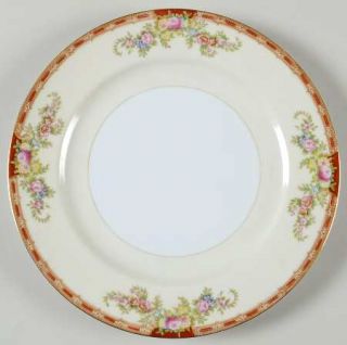 Royal Chester Ogden Salad Plate, Fine China Dinnerware   Red Band,Pink Floral On
