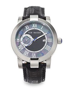 Stainless Steel & Mother Of Pearl Chrongraph Watch   Black