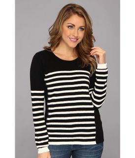 NYDJ Striped Color Block Sweater Womens Sweater (Black)