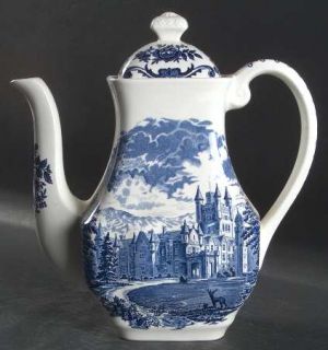 Wedgwood Royal Homes Of Britain Blue Coffee Pot & Lid, Fine China Dinnerware   B