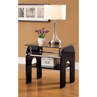 Furniture Of America Sanzi Contemporary Single shelf Black Lacquer Base End Table