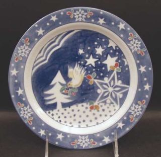 Epoch Mr Snowman Salad Plate, Fine China Dinnerware   Blue Background,Snowman,Ho