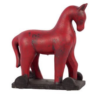 Red Cement Horse And Cart Sculpture (8.07 inches high x 8.46 inches wide x 3.94 inches deepFor decorative purposes only CementSize 8.07 inches high x 8.46 inches wide x 3.94 inches deepFor decorative purposes only)