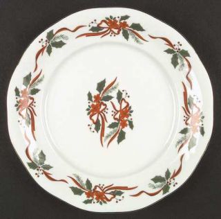 Baum Brothers Victorian Holiday Poinsettia Dinner Plate, Fine China Dinnerware  