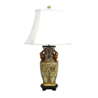 1 light Cream/ Gold Scrolls Porcelain Table Lamp