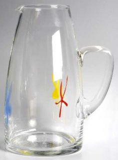 Vetricor Glass Star Fish 80 Oz Pitcher   Light Blue/Yellow/Red Starfish
