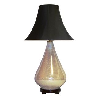 Ivory Pealized Lamp With Black Silk Shade