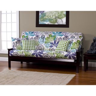 Bali 7 inch Full size Futon Cover (Grass Green, Cobalt Blue, Teal Blue, Black on a white background Pattern Coastal Batik Print Materials 100 percent polyester Dimensions 7 inches high x 53 inches wide x 74 inches long Care instructions Machine Washab