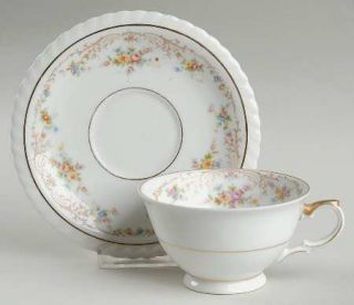 Princess (Bavaria, Czech) Garden Manor (White Background) Footed Cup & Saucer Se