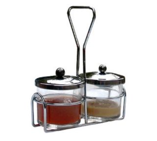 Town Food Service Condiment Server Set, Includes (2) 8 oz Glass Jars, (2) Stainless Jar Covers