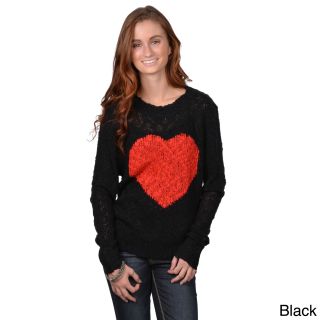 Journee Collection Juniors Scoop Neck Heart Knit Sweater