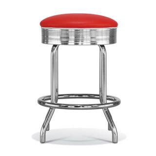 Chromcraft Retro Counter Bar Stool with Cushion S15074CX Fabric Red