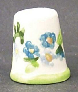 Franciscan Forget Me Not Thimble, Fine China Dinnerware   Blue Flowers, Green Le