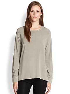 James Perse Poet Cotton Chambray Blouse   Pummice