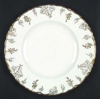 Royal Crown Derby Vine Gold Dinner Plate, Fine China Dinnerware   Scalloped, Gol