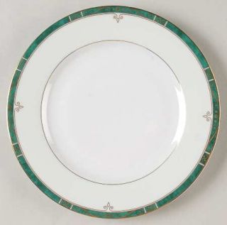 Philippe Deshoulieres Scala Green Dessert/Pie Plate, Fine China Dinnerware   Gol