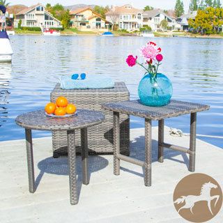 Christopher Knight Home Palmilla Grey Wicker Table Set (GreySome assembly requiredWicker is the ideal poolside accent, but also goes great on hardscapes, in any kind of outdoor living area, or on balconies overlooking natureDurable, carefully woven wicker