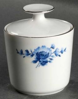 Eschenbach Danish Blue Rim Sugar Bowl & Lid, Fine China Dinnerware   Blue Flower