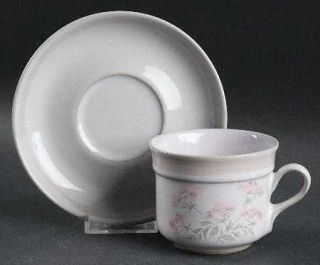 Denby Langley Brittany Pale Mauve Flat Cup & Saucer Set, Fine China Dinnerware  