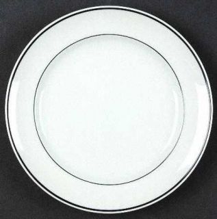 Towle Tow1 Black Salad Plate, Fine China Dinnerware   White,Smooth,Black Trim&Ve