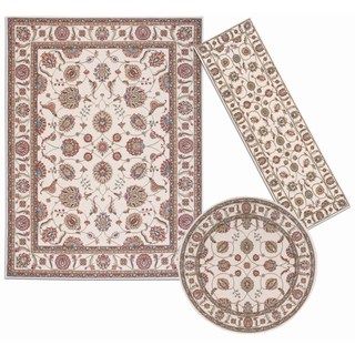 Nourison Persian Floral Collection Ivory Rug 3pc Set 22 X 73, 53 X 53 Round, 53 X 73