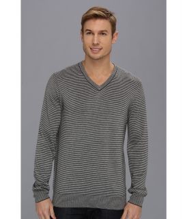 DKNY Jeans L/S Microstripe V Neck Sweater Mens Sweater (Gray)