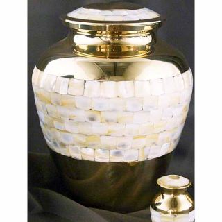 Mother Of Pearl Brass Large Adult Urn