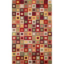 Square In Square Brown/ Green Rug (36 X 56)