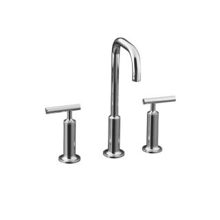 Kohler K 14408 4 cp Polished Chrome Purist Widespread Lavatory Faucet With High Gooseneck Spout And High Lever Handles