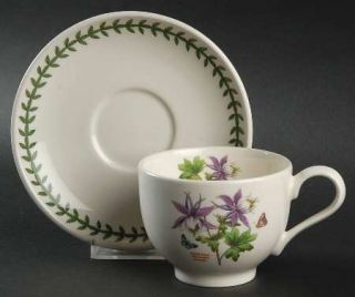 Portmeirion Exotic Botanic Garden Flat Cup & Saucer Set, Fine China Dinnerware  