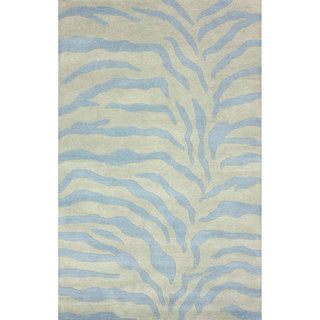 Nuloom Handmade Zebra Print Wool Powder Blue Rug (5 X 8)