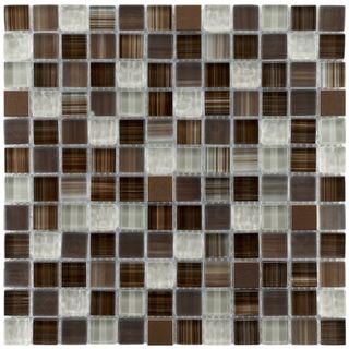 Somertile Reflections Square Truffle Glass/ Metal Mosaic Tiles (pack Of 10)