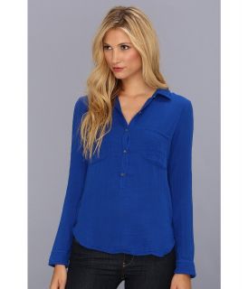 Velvet by Graham and Spencer Aster02 Womens Long Sleeve Button Up (Blue)