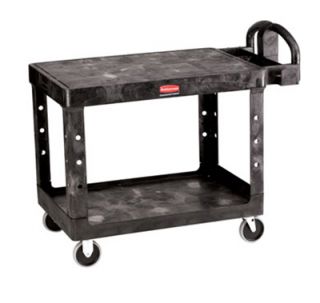 Rubbermaid Flat Shelf Utility Cart   2 Shelf, 500 lb Capacity, 5 TPR, Black